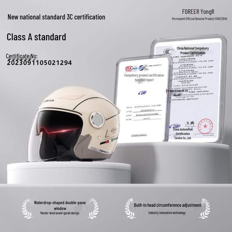 PERMANENT 3C Certified 3/4 Helmet for Electric/Motorcycles