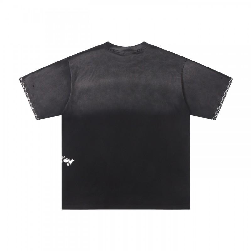 Unisex Vintage Cross Print Cotton Tee Shirt Loose Fit Hip Hop Streetwear T-Shirt Men Women