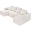 Modulares Ecksofa U-Form Wolkensofa mit Chaiselongue und Kissen Beige