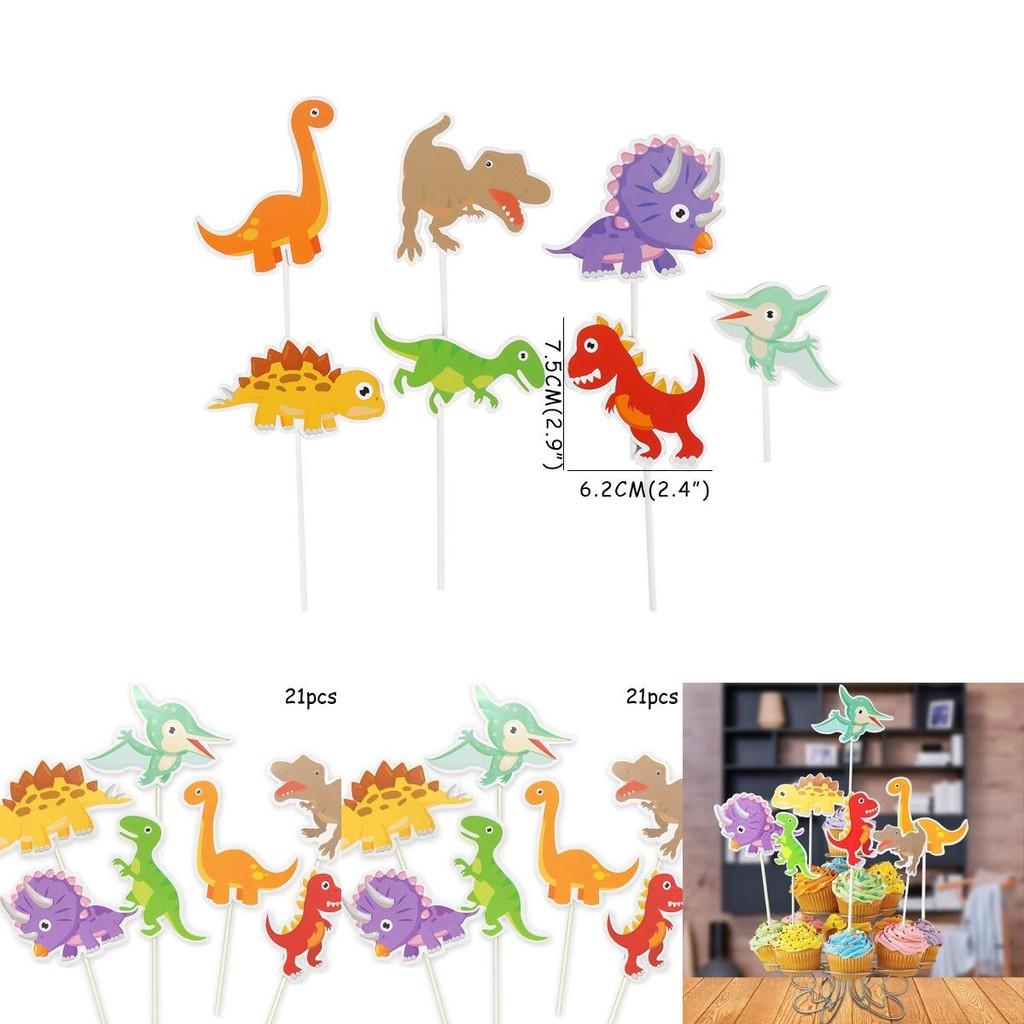 Dinosaur Cake Accessory Set 21pcs Paper Party Decorations For Kids Festivities