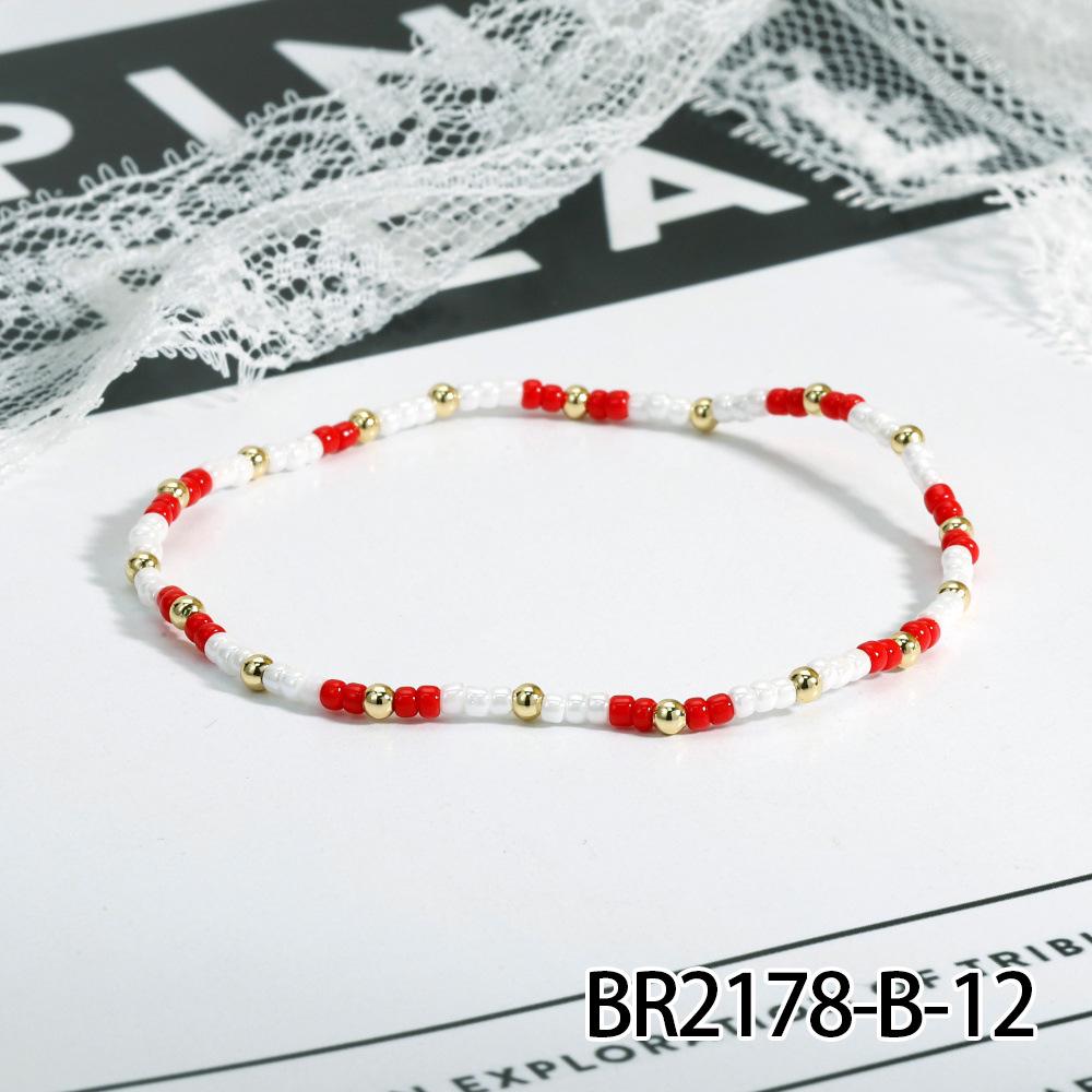 Literary Gentle Style Bow Knot Retro Color Block Rice Bead Layered Bracelet