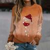 Women's Long Sleeve Christmas Print Neck Top Casual Holiday Blouse
