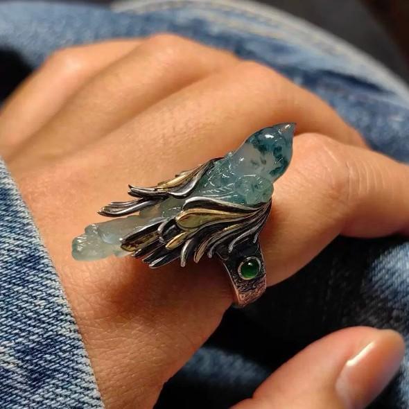 Новое кольцо-открывашка в китайском стиле с летящей птицей, ретро-литературное и новое высококлассное легкое роскошное универсальное нишевое кольцо с индивидуальным характером, модный тренд