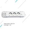 4 USB Port Power Plugs Power Strips Charger 5V 2.4A USB Output 2200W Power with 150cm Cable for Home and Office Use