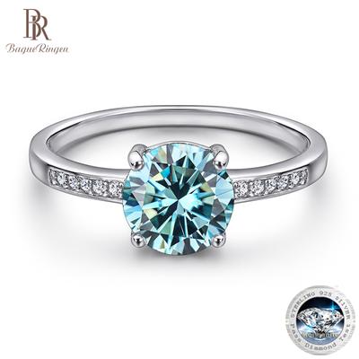 BagueRingen luxe D couleur 2CT Moissanite bague passer diamant Test bague de promesse de mariage pour les femmes 925 bague en argent Sterling bijoux