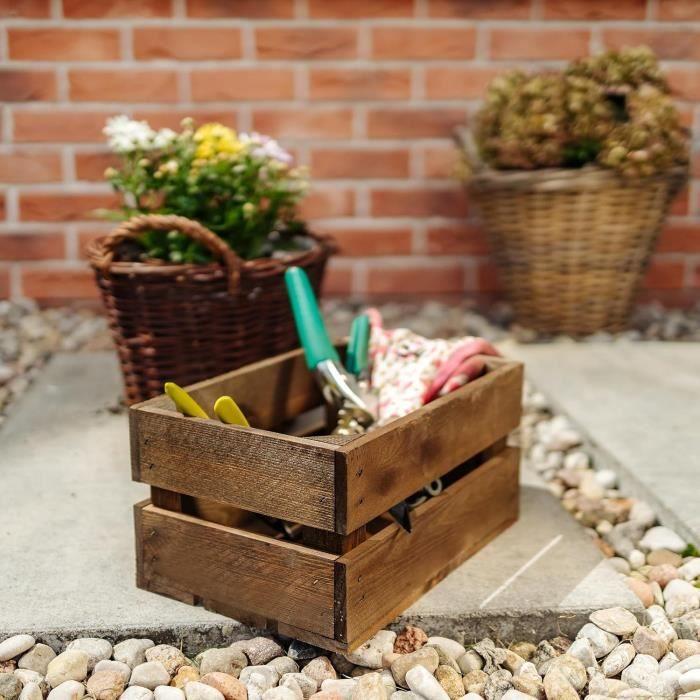 Caisse en Bois Wengé - CREATIVE DECO - 30 x 20 x 15 cm - Caisse Rangement Bois - Caisse en Bois Vintage