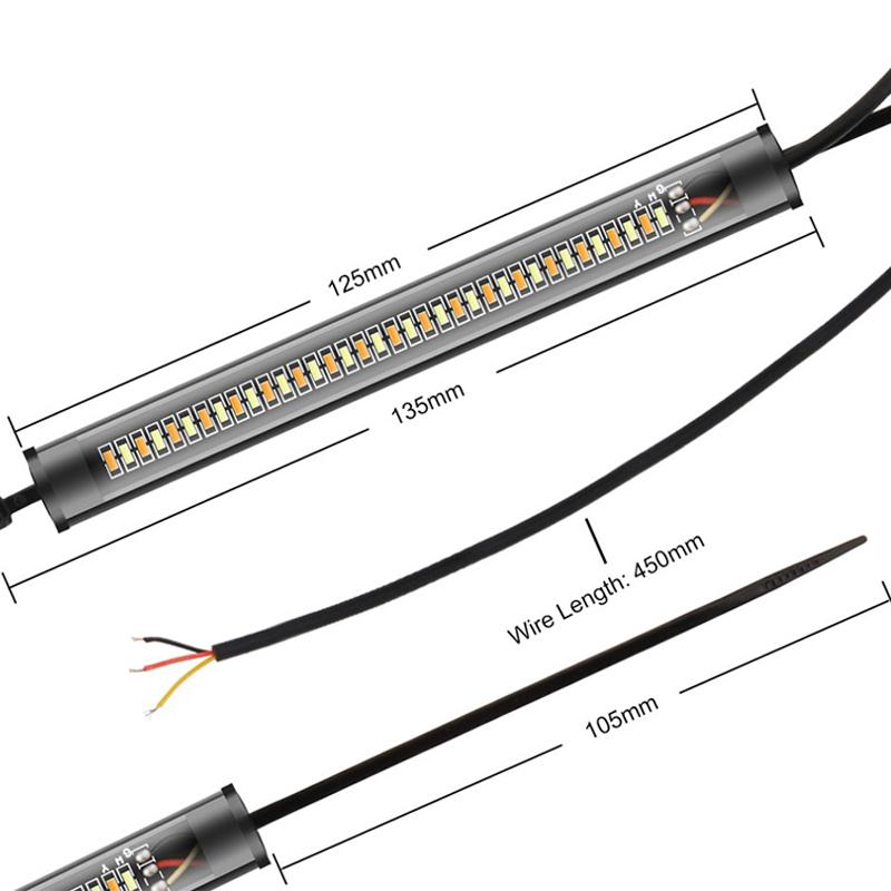 2 stk 12V LED-ringgaffelstripslampe Blinkende blinklys Motorsykkelblinklys & DRL Gulhvit Motoblinklys Biltilbehør