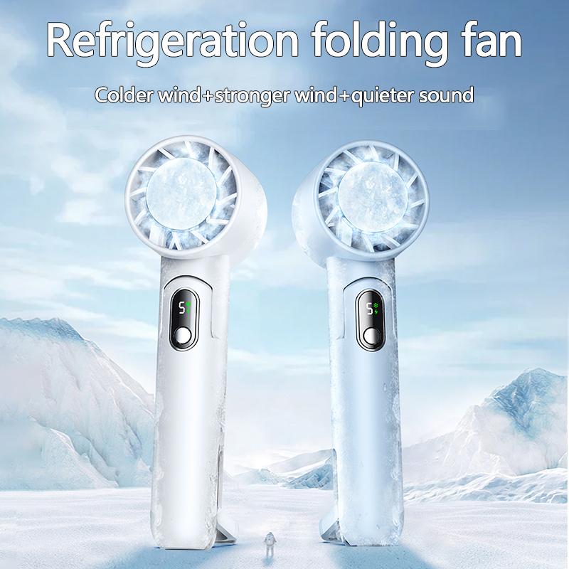 Folding Cooling Fan Colder Wind Semiconductor Refrigeration Handheld Fan 4000mAh USB Rechargeable Cooling Fan Air Cooler Outdoor