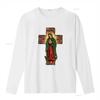 Mexican Serape Leopard Our Lady of Guadalupe Mexico T Shirt Vintage Washed Unisex Slightly Casual Homme Versatile Soft Fashion