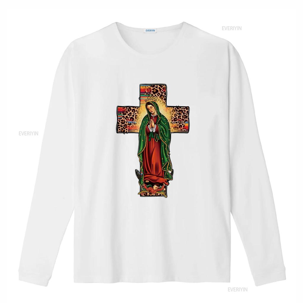 Mexican Serape Leopard Our Lady of Guadalupe Mexico T Shirt Vintage Washed Unisex Slightly Casual Homme Versatile Soft Fashion