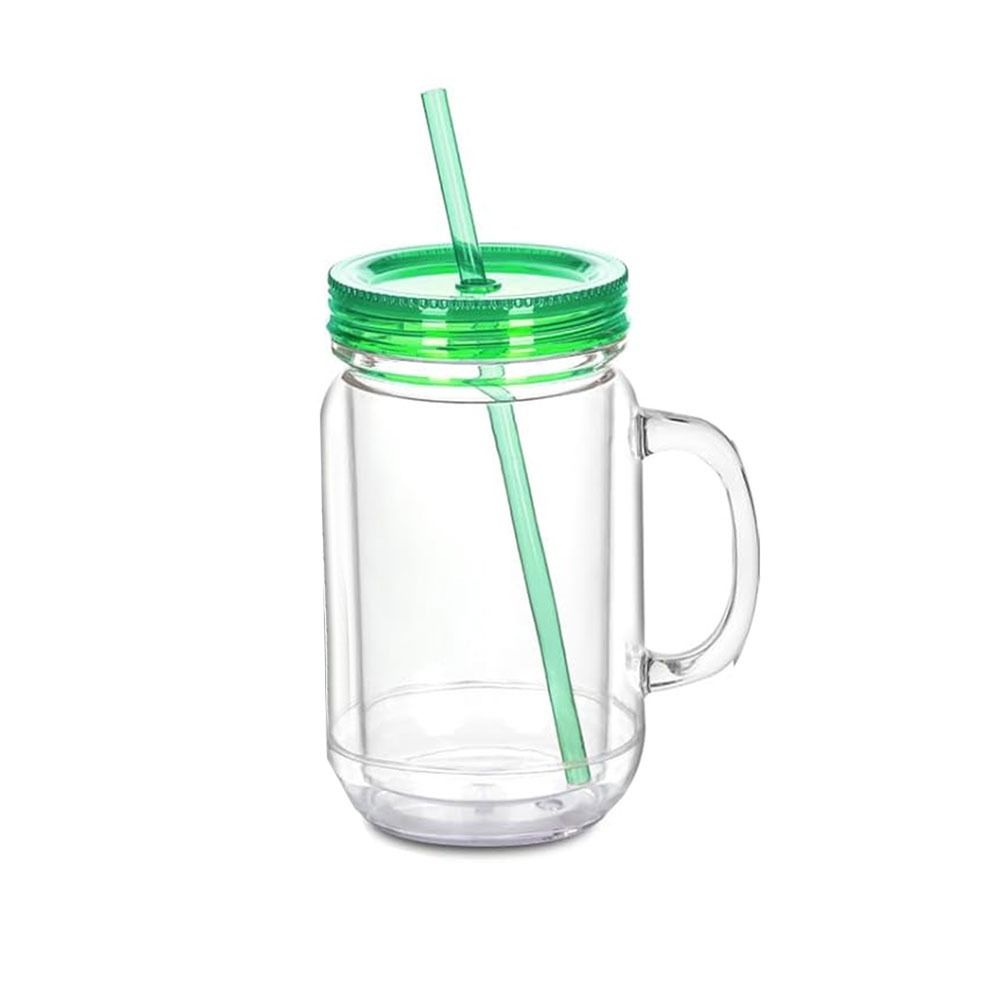 NEW 20 Oz Capacity Snowglobe Tumbler Pre Drilled Hole Clear Snow Globe Cups Double Wall Plastic Mason Jars Gift