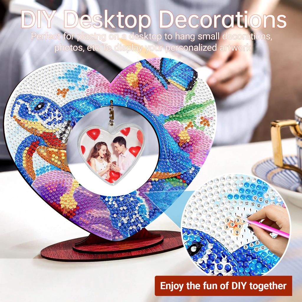 2D Flatt DIY Wooden Diamond Painting Tabletop Ornaments Kit Diamond Art Tabletop Painting Kit for Adults Home Office Table Decor