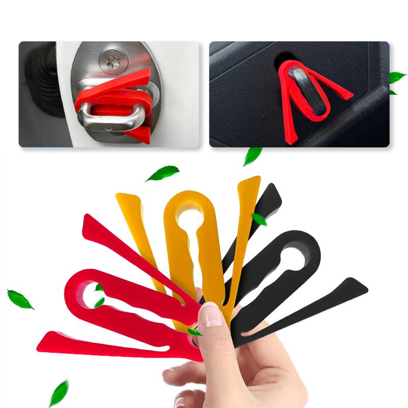SEAMETAL Car Door Lock Shock Absorber Pad Silicone Strip Door Lock Buckel Protector Cover Sound Damper Buffer Deadener