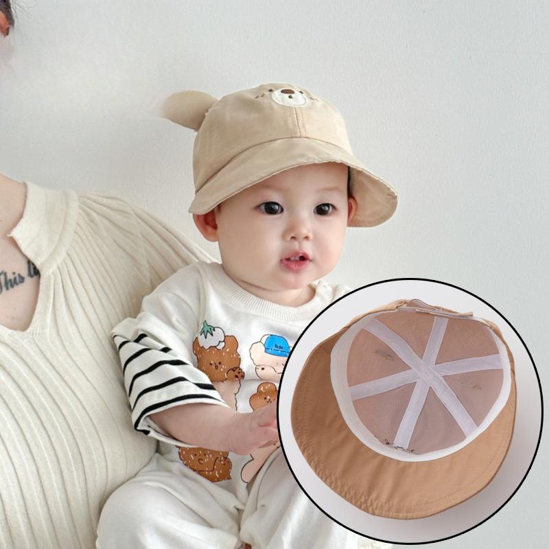 Korean Version of Children's Fisherman Hat  Boy and Girl Cute Ear Bear Pot Hat  Spring and Autumn Children's Sun Protection Hat