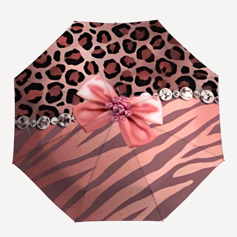 

1pc Leopard Print Automatic Umbrella - 8-Rib Durable Frame, Portable Fashion Accessory & Holiday Gift yy251117178