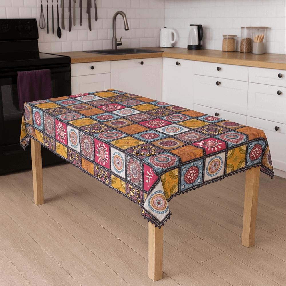 Rectangle Table Cover Ethnic Style Table Protecter Bohemian Mandala Tablecloth Banquet