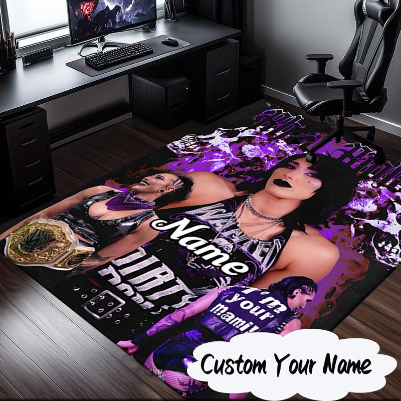 Custom Name Dark Beauty Rhea Ripley Carpet, Chair Rug,Area Rug for Office Bedroom Living Rooms Bedroom, Doormat Decor Christmas Fan Gifts