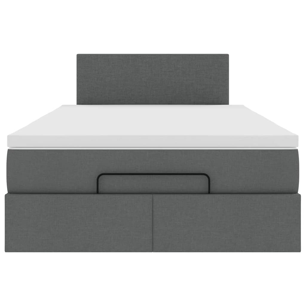 Ottoman Bed with Mattress & LEDs Dark Grey 120x190 cm Fabric