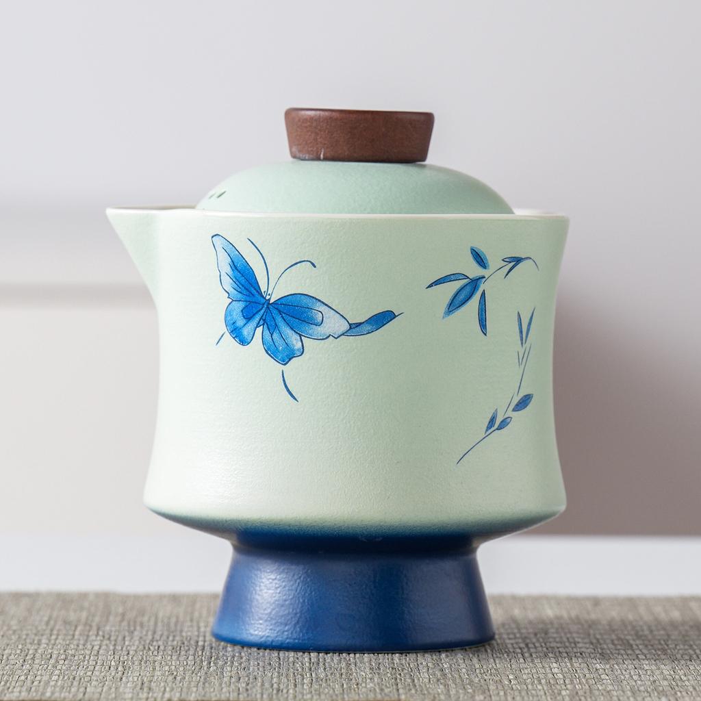 Merchandise Forbidden City Cover Bowl Kung Fu Tea Set Household High Foot Small Tea Bowl Literati Travel Tea Set Business Gift Set