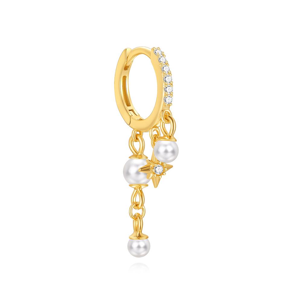 CANNER 1PC 925 Silver Eight-pointed Star CZ Piercing Earring For Women Tassel Chain Stud Earring Party Fine Jewelry