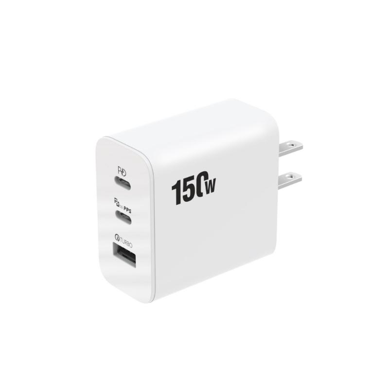 150W 3 Port USB C Chargers Plugs QC3.0 PD3.0 150W 2 Type C 1 USB Fast Chargers Plugs for Cellphone, Laptops, Tablets