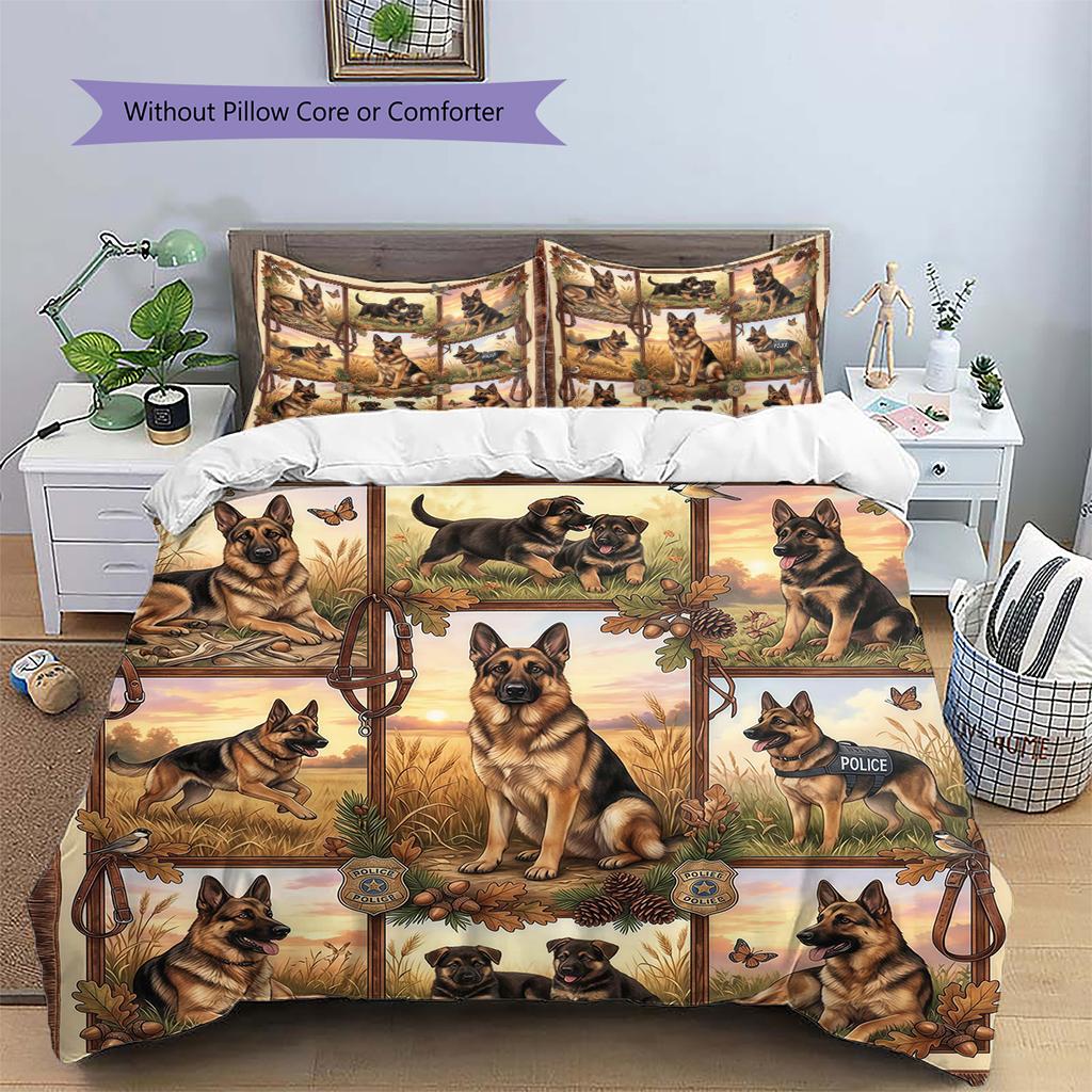 Biancheria da letto con motivo cucciolo e fiori carini, Set piumino Copripiumino Federa Regalo di compleanno per la casa (1 * copripiumino + 2 * federa, senza nucleo)
