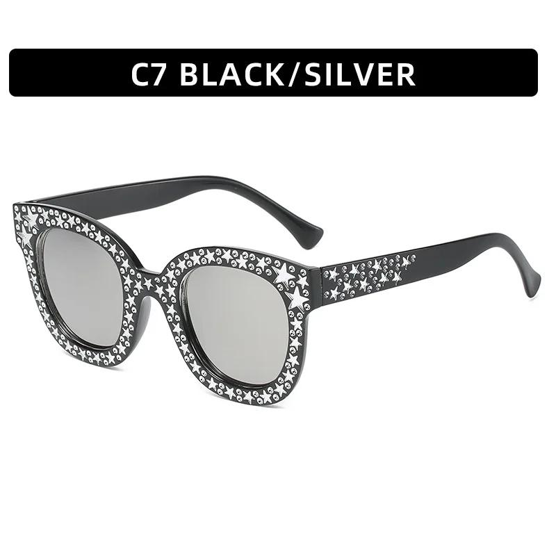 

Rhinestone Frame Sunglasses Woman Vintage Cat Eye Sun Glasses Sparkling Star Sun Glasses Fashion Shades for Beach/Travel/Party
