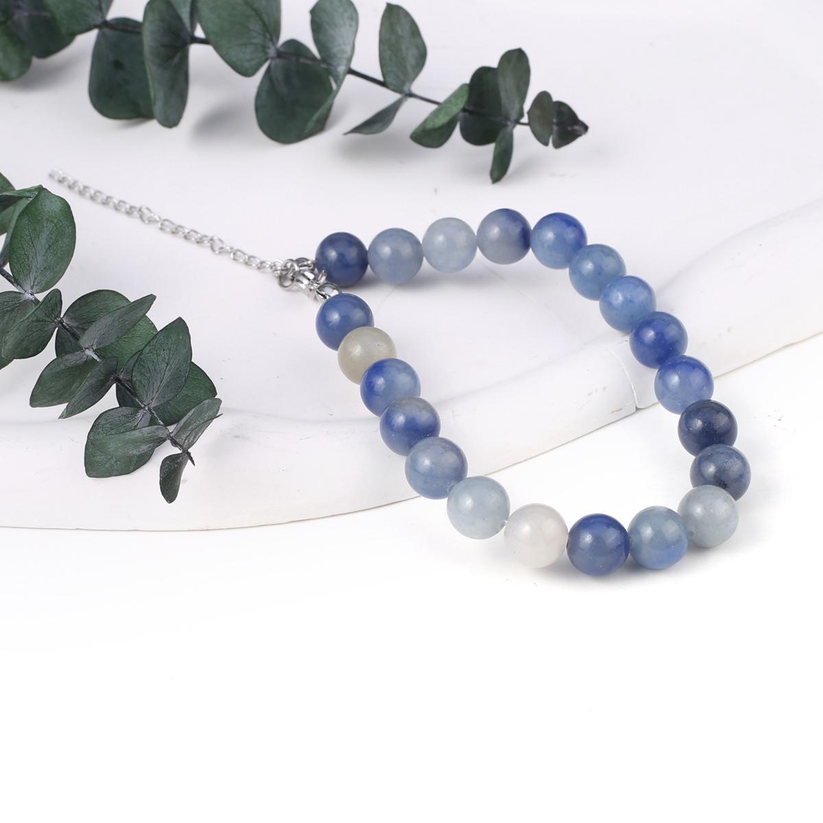 

Новый стильный женский браслет, натуральный камень, флюорит/агат/розовый кварц/унакит, бусины 8X8 мм, подвески для женщин, подарок на день рождения Blue Aventurine