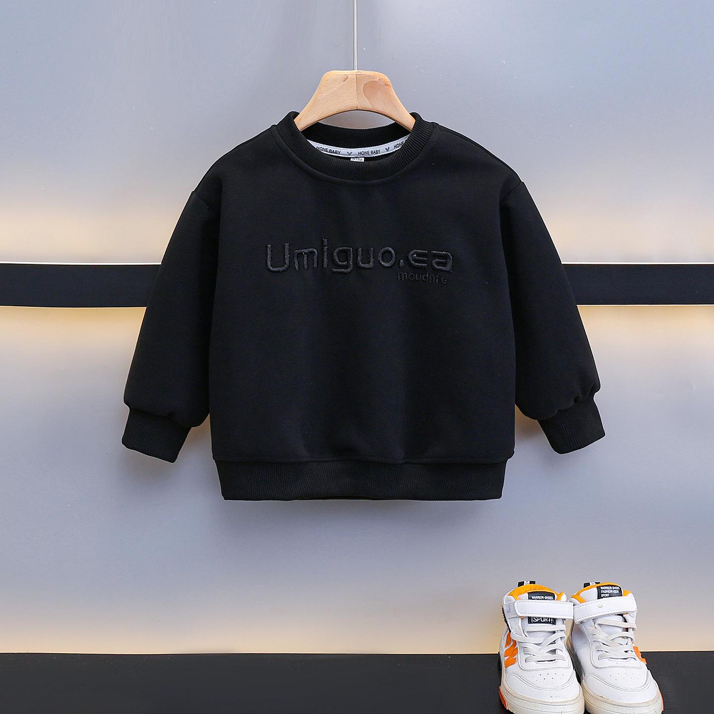 

Boys 2025 Korean Style Autumn Sweatshirt - Cool, Handsome Casual Top 130cm чёрный
