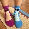 Stitch Magnet Hand In Hand Sock Cartoon Fun Fashion Soft Comfortable Creative Adults Children Christmas Stocking Toy Gift