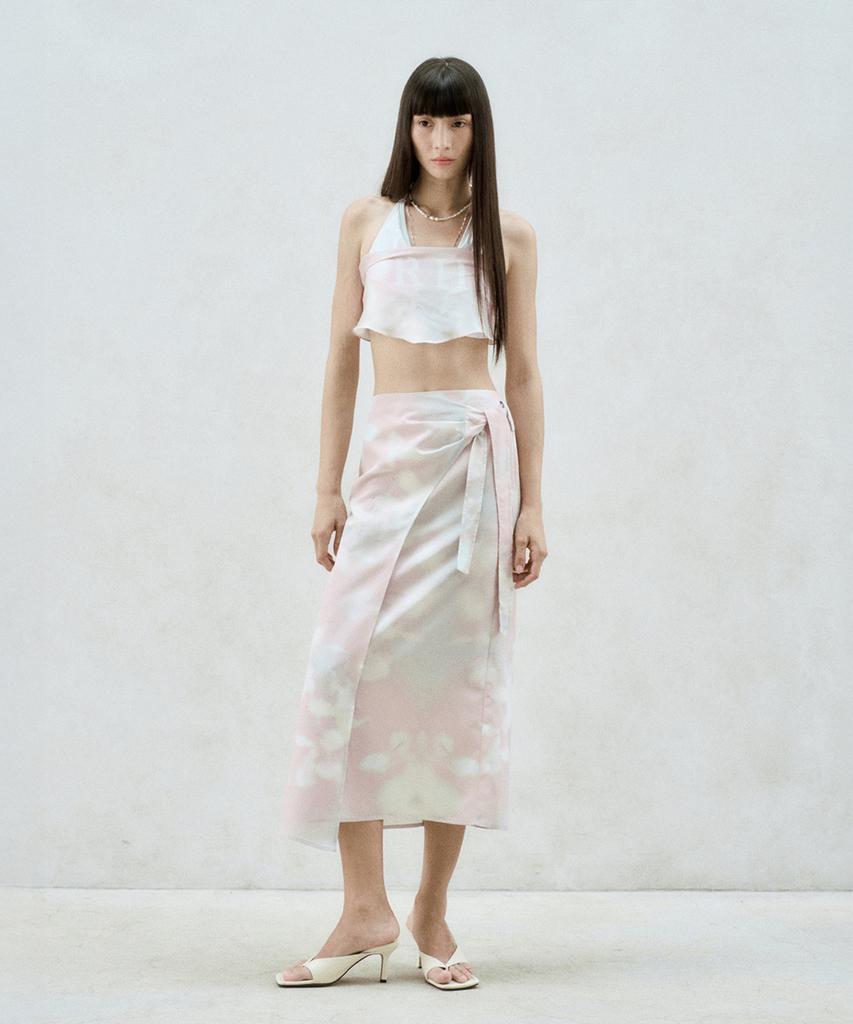 RE RHEE Printed Wrap Midi Skirt