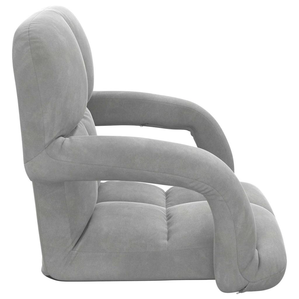 Adjustable Floor Chair Light Grey Velvet