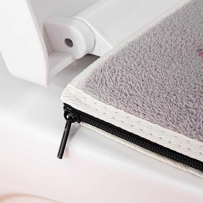 WC-Sitzbezug Universal Reißverschlussdesign Wasserdicht Waschbares Kissen Winter Warm Verdickte Polsterung für Alle Jahreszeiten Heimgebrauch Weiche Bequeme Matte