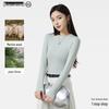 Women's Slim Fit Crew Neck Wool Base Layer with Fleece Lining - Heat Generating Long Sleeve T-shirt for Autumn/Winter