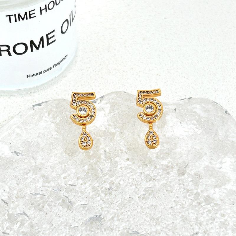 Fashion Digital Shape Micro-Inlaid Zircon Stud Earrings For Women золотой