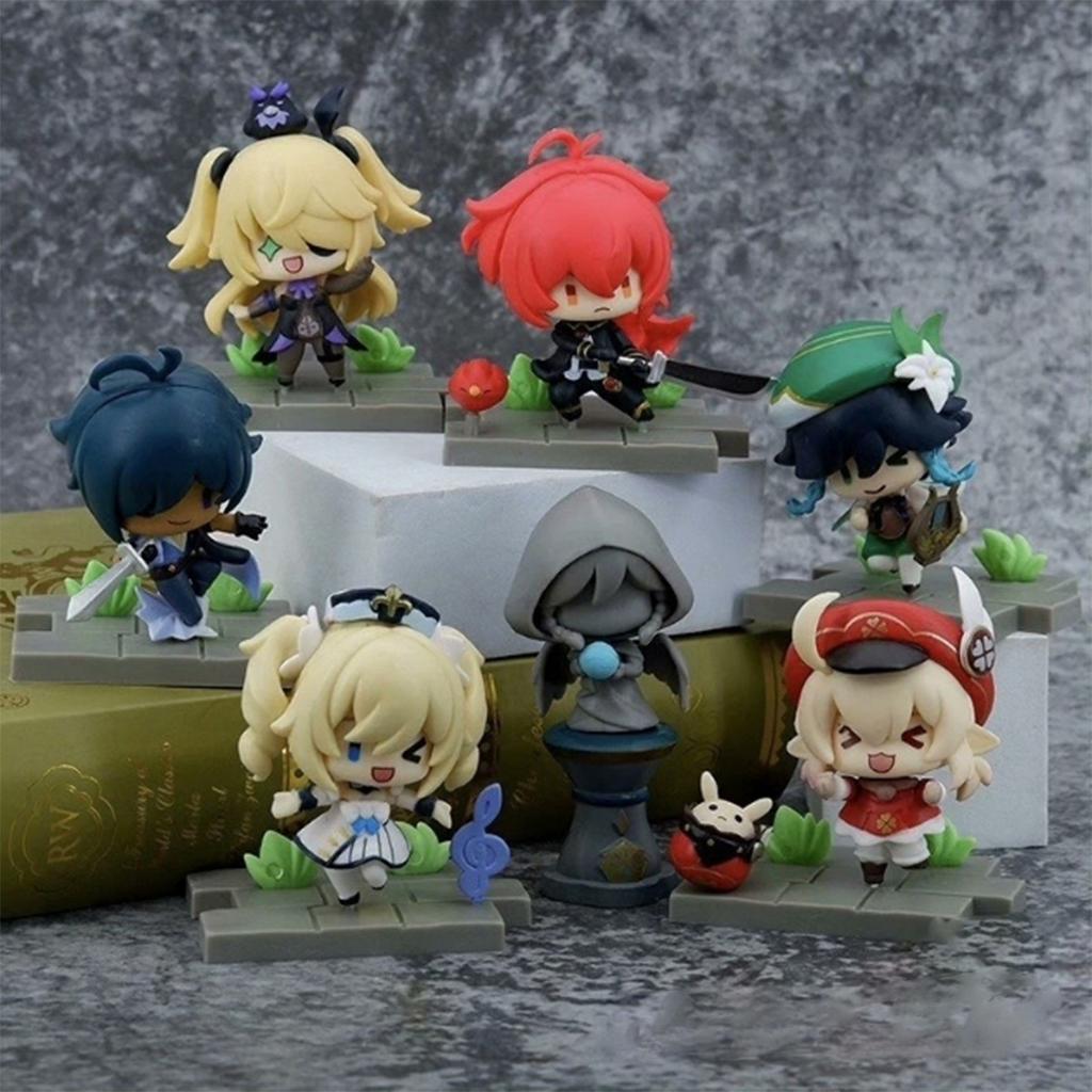Genshin Impact Raiden Shogun Paimon Klee PVC Anime Figurine Set Collectible Toy For Fans Desk Home Decor Birthday Holidays Gift