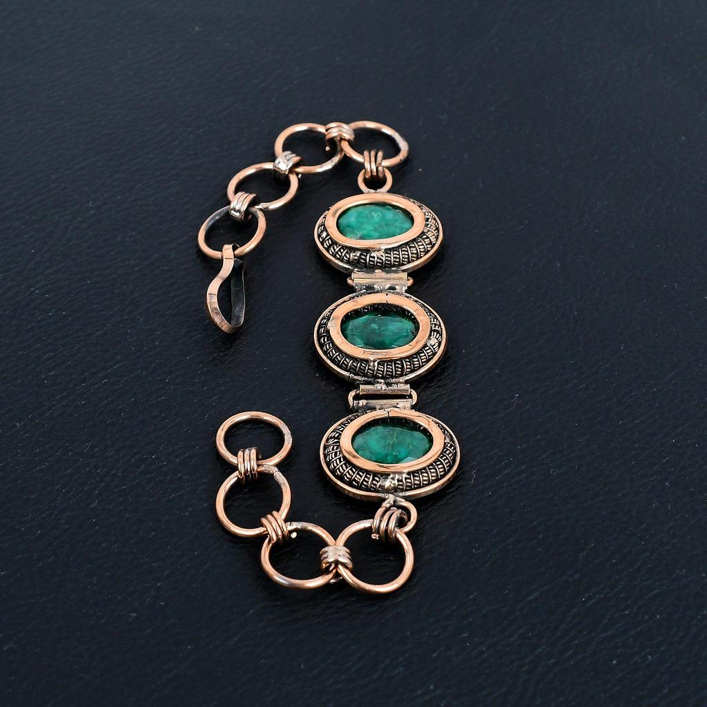 Emerald Bracelet, 999 Copper Wire Wrapped Gemstone Jewelry, Handmade Bracelet Amazing Jewelry, Gift For Her