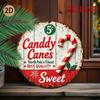Vintage Metal Tin Sign Candy Cane Stripes Rustic Wall Art Christmas Kitchen Decor