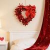 Tinsel Heart Shaped Wreath with Bow for Front Door Valentine's Day Red Pink Heart Wreath
