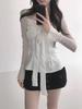 Spring 2026 Women's Slim French Bow Satin Bandeau Chiffon Shirt