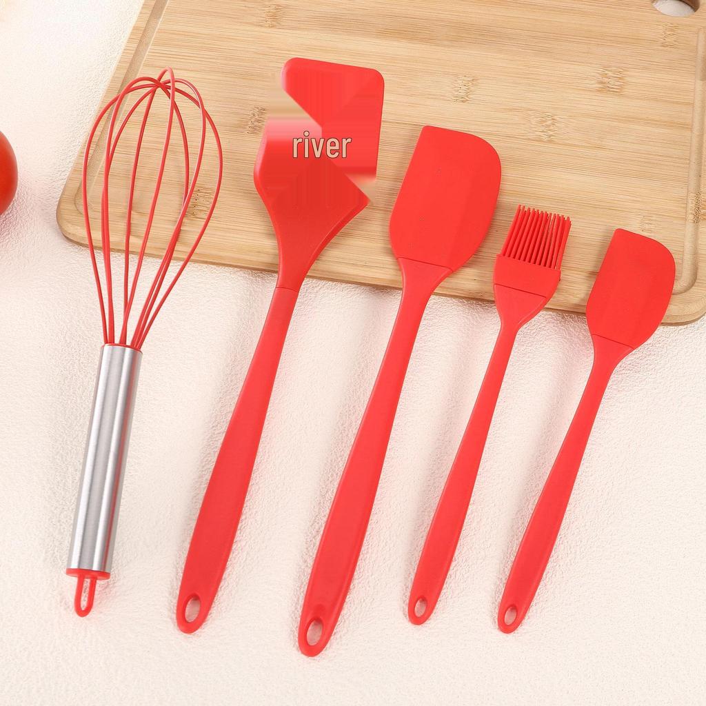 5-Piece Silicone Baking Set: Spatula, Scraper, Oil Brush, Egg Beater - Heat Resistant