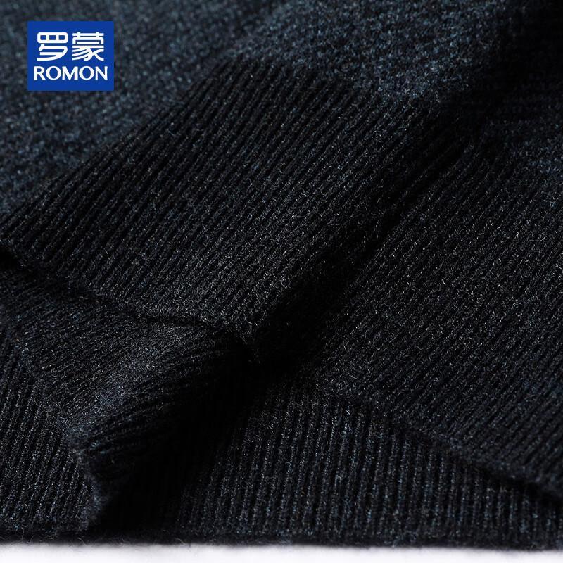 ROMON Men's 100% Pure Wool V-Neck Thickened Striped Knit Sweater