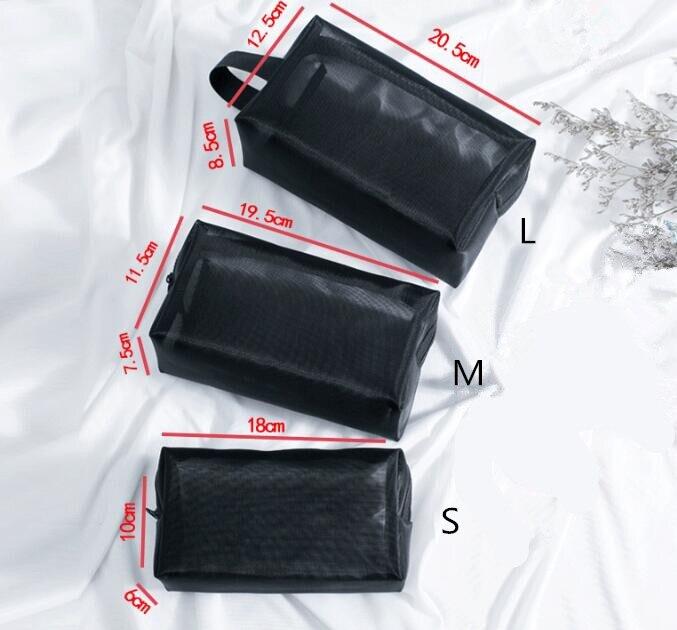 

Косметичка для туалетных принадлежностей для девочек, чехол для косметички, черная сетка, дорожная женская и женская косметичка для мытья туалетных принадлежностей, сумка-органайзер S чёрный