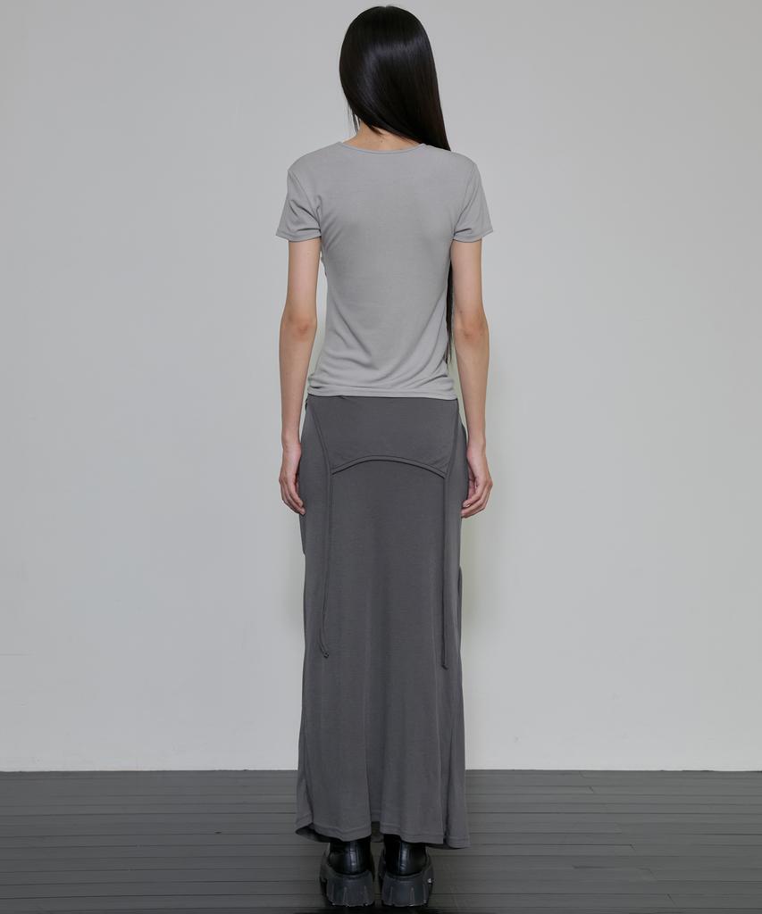 Peulleeoeob Asymmetrical Draped T-Shirt (Fl-147_Gray)