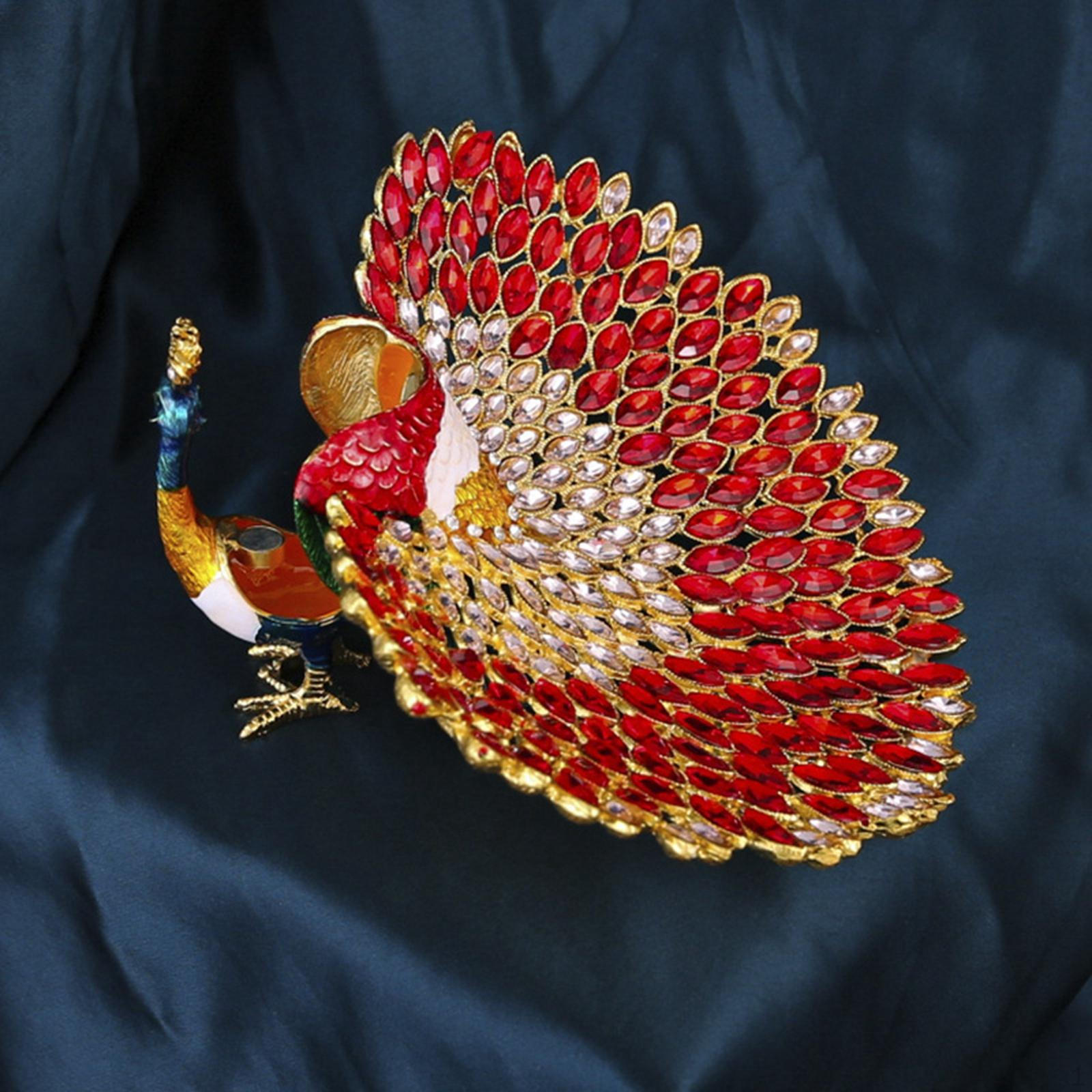 Коробка для безделушек с павлином фигурка животного декоративный органайзер для коллекционных ювелирных изделий для красный 4358₽