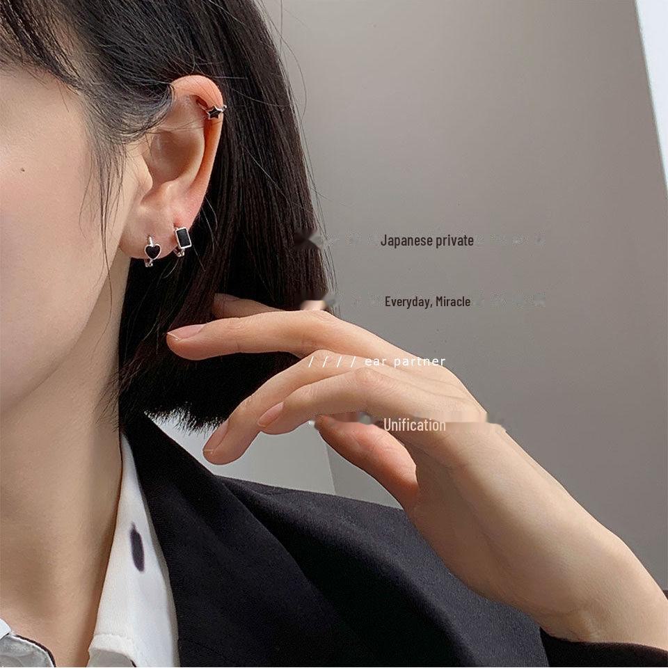 S925 Silver Retro Hong Kong Style Korean Love Earrings for Women - Elegant and Chic Design