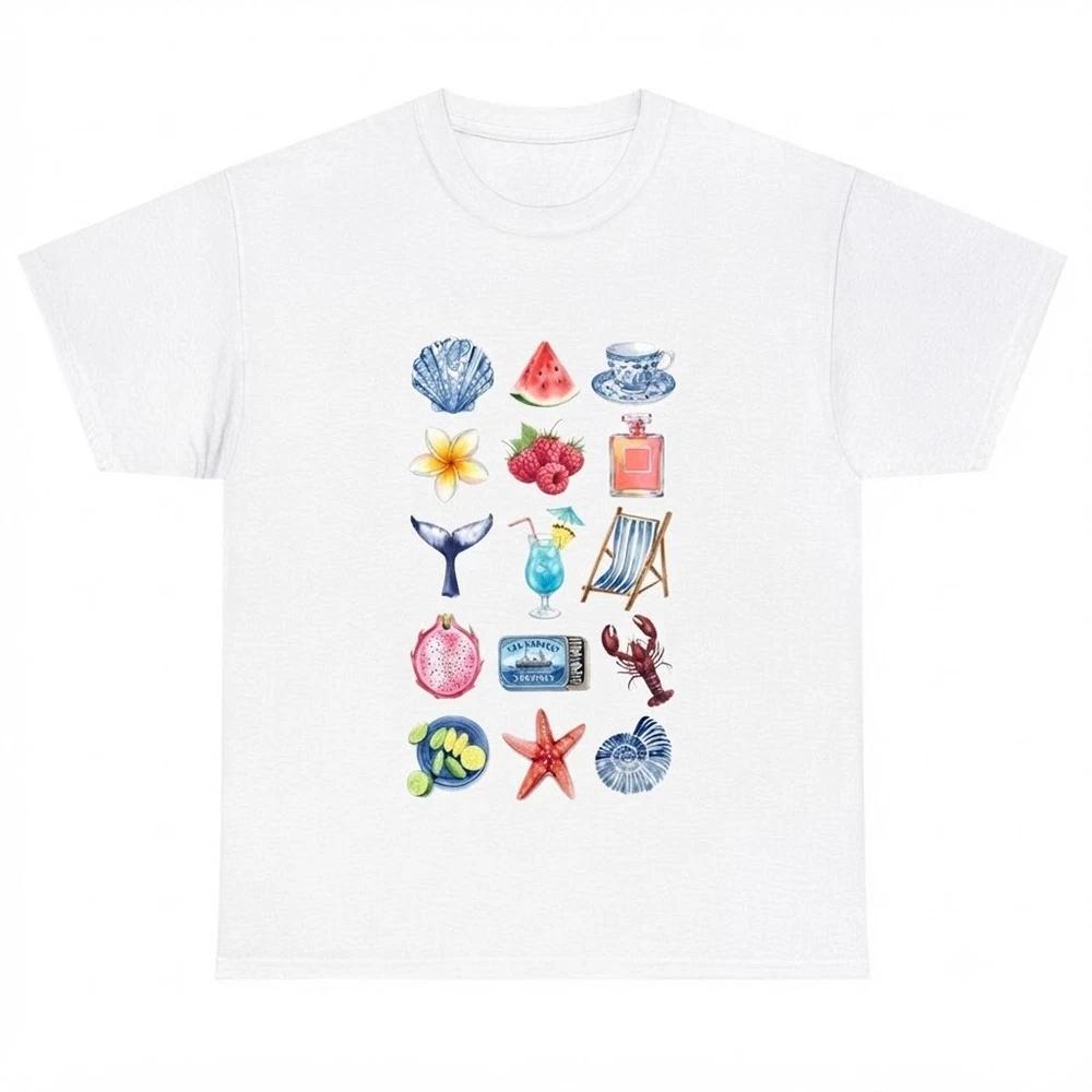 Summer Graphic Tee Watercolor Beach Vibes Gift For Friends White TShirt S