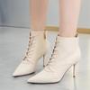 Pointed Toe Women Snow Ankle Boots High Heels Fashion Shoes Winter Sexy Lace Up New Boots 2024 Trend Designer Pumps Botas Mujer