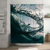 Blue Ocean Wave Shower Curtain Waterproof Fabric Decor for Bathroom Modern Design Home Accessories Decoration Customizable Size