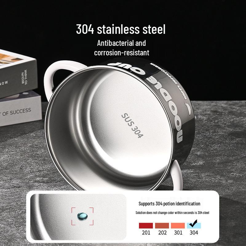304 Stainless Steel Double Layer Insulated Noodle Bowl - Portable Bento & Lunch Box